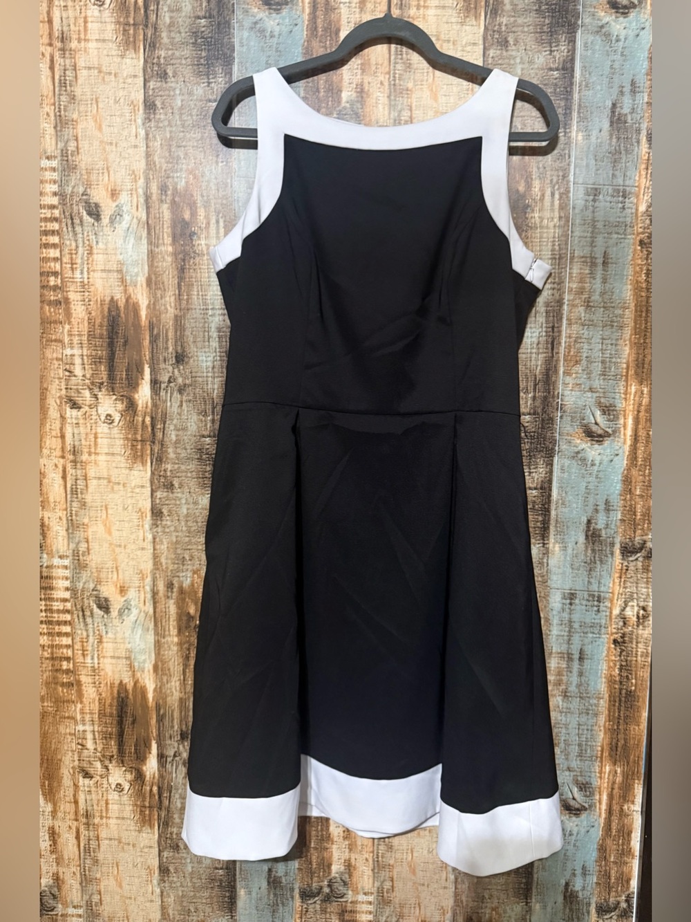NWOT. White House Black Market. Black Dress with White Trim Midi